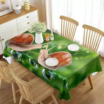 Фэнтезийная скатерть в виде улитки с милыми мультяшными животными, прямоугольная крышка для стола, коврик для журнального столика, кухня, гостиная, минималистское украшение 40x70cm 15x27inch