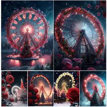 Фэнтезийный цветок алмазная живопись Роза колесо обозрения Алмазная вышивка полная дрель квадратные стразы настенное искусство ручной работы S466 Full Round 30x45CM