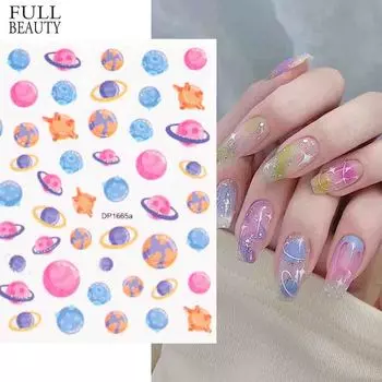 Фэнтезийный дизайн планеты Galaxy, наклейки для ногтей, клейкие слайдеры, наклейки для дизайна ногтей, маникюрные украшения
