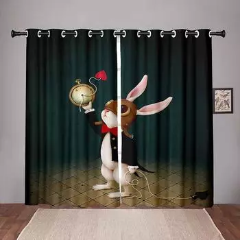 Фэнтезийный мир животных смешные абстрактные затемняющие шторы для спальни гостиной ванной кухни высокое затемнение новый узор W55 X H120cm X 2&HOOK
