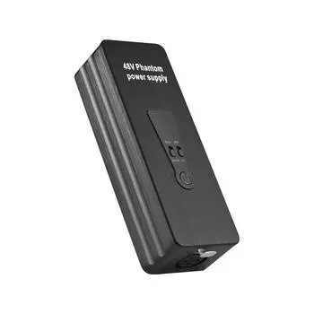 Фантомное питание 48 В/12 В для конденсаторных микрофонов, микрофонный предусилитель, портативный, Plug and Play чёрный