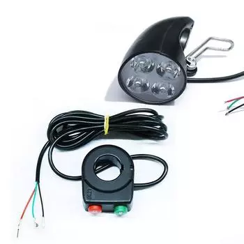 Фара для электронного велосипеда, лампа для скутера, электрический велосипед, 4 светодиода, передняя пластиковая панель