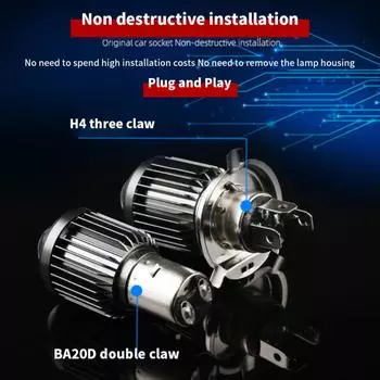 Фара для мотоцикла H4 BA20D LED для мотоцикла, дальний/ближний свет, светодиодные лампы, прожектор 12000 лм, белый желтый, суперяркий автомобильный фонарь