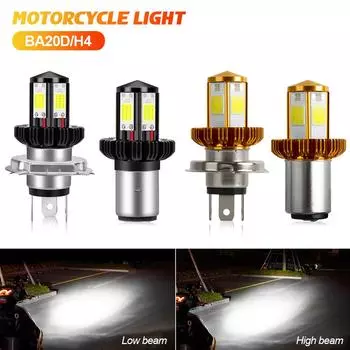 Фара для мотоцикла светодиодная BA20D H6 H4 лампы дальнего и ближнего света Moto LED лампа для фары мотоцикла 6000K белый 12V 1200LM