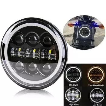 Фара для мотоцикла светодиодная круглая фара для мотоциклов Harley Sportster Cafe Racer Honda Yamaha Suzuki Bobber 5.75 фара чёрный