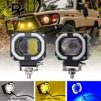 Фара для мотоцикла Вспомогательная светодиодная противотуманная фара Explorers Offroad Angel Eyes Светодиодный фонарь Spotlights Light Портативная фара для вождения 1 piece синий