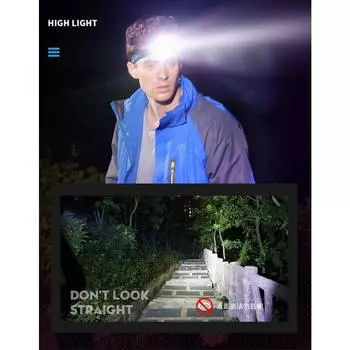 Фара для рыбалки, сильный свет, зарядка для улицы, крепление на голову, индукционная ночная рыбалка, супер яркий уличный светильник для кемпинга, наружное освещение