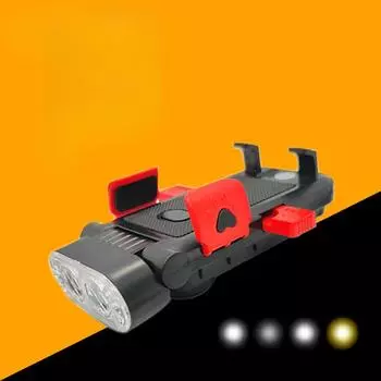 Фара для велосипеда 4-в-1, кронштейн для мобильного телефона, зарядка через USB, звуковой сигнал, лампа для горного велосипеда, освещение для ночной езды, фары.