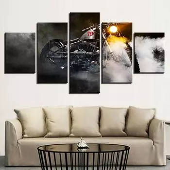 Фара для велосипеда и мотоцикла, дым, 5 шт., холст, картина, печать, настенная живопись, холст, Настенный декор для гостиной, плакат без рамки 20x35cm*2 20x45cm*2 20x55cm*1