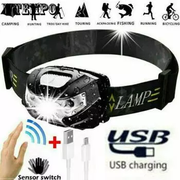 Фара Интеллектуальное зондирование фары Сильная USB зарядка Ночная рыбалка Фары 3W Инфракрасная индукция Комарозащитная фара чёрный