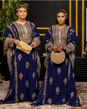 Фараша Абая Темно-Синий Марокканский Жоржет Свадебное Платье Рамзан Дубай Кафтан XS темно-синий