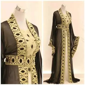 Фараша Стильное длинное платье Исламский Дубай Кафтан Марокканское платье ручной работы Абая XS белый/чёрный