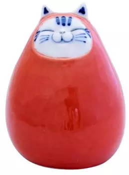 Фарфор Арита от Ёсинобу Дарума кот красный и полосатый Китагава, фигурка,
