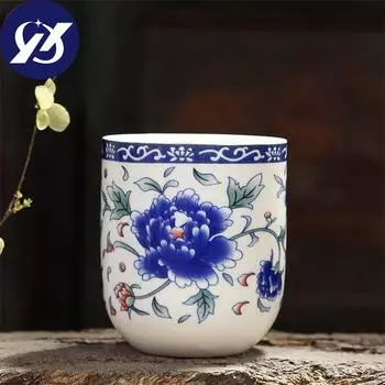 Фарфоровая чашка для чая, 170 мл, керамическая чашка для кофе, чашка для воды ручной работы, офисная посуда для напитков, синяя W te