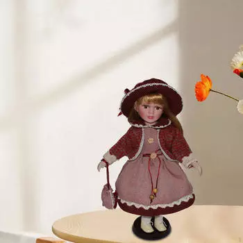 Фарфоровая кукла с подставкой, коллекционная фигурка девушки, керамическая скульптура 16 дюймов, декоративная статуэтка для стола
