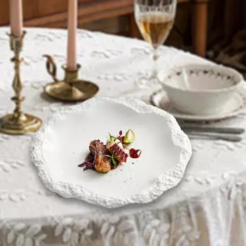 Фарфоровая обеденная тарелка, круглый поднос, многофункциональная элегантная посуда для салата для закусок в кафе