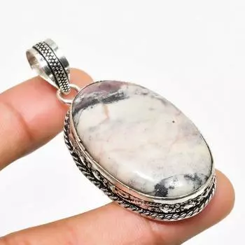 Фарфоровая подвеска из яшмы ручной работы с серебром 925 пробы, 2,08 дюйма 2.08 фиолетовый