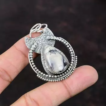 Фарфоровая подвеска из яшмы. Совершенно новые ювелирные изделия из драгоценных камней. Подвеска из стерлингового серебра 925 пробы. Уникальные ювелирные изделия. Подвеска из целебного камня ручной работы. Подарок для женщин.