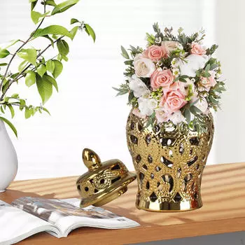 Фарфоровая ваза для цветов для домашнего декора золотой