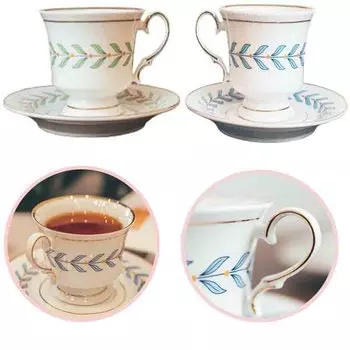 Фарфоровый чайный набор из старинной кости, изысканная керамическая кофейная чашка с цветочным узором и белой тарелкой, украшение для обеденного стола для домашнего использования зелёный