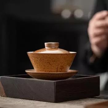 Фарфоровый чайный сервиз «Кунг-фу», офисный прием, приспособление для заваривания чая, глазурованная трансформация, ретро-руководство, золотая гайвань, китайская 180ml