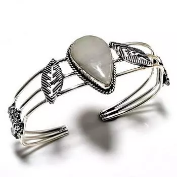 Фарфоровый драгоценный камень яшма 925 пробы с посеребренным покрытием ручной работы ювелирный браслет-манжета