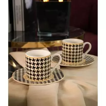 Фарфоровый набор кофейных чашек Safir на 2 персоны, черный, 100 мл