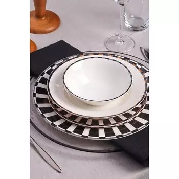 Фарфоровый обеденный сервиз Aries, черный, 24 предмета на 6 персон