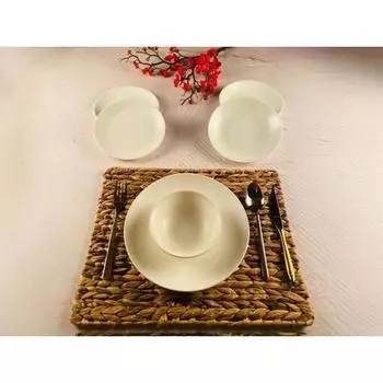 Фарфоровый столовый сервиз Tulu с морепродуктами, 24 предмета - матовый белый