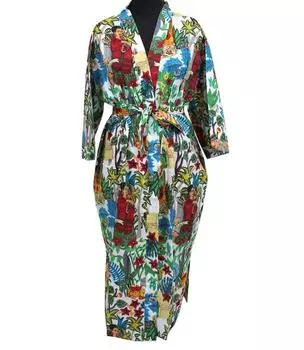 Фарида Кало Цветочные хлопковые кимоно Ночные халаты Свадебные халаты Пляжные халаты ручной работы One Size разноцветный