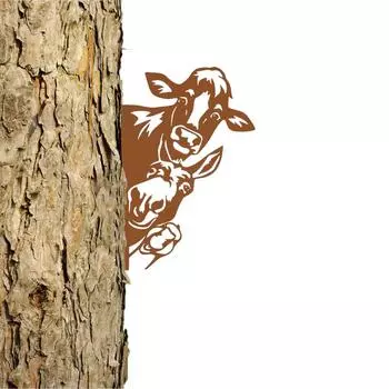 Farm Peeping Animals Metal Art Sculpture - Bring character to your garden with this art. Stylish home and wall decor бежевый