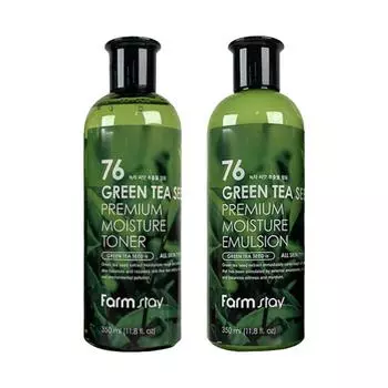 FARM STAY 76 Увлажняющий тоник премиум-класса с семенами зеленого чая, эмульсия 350 мл (8 вариантов) #TONER 1PCS