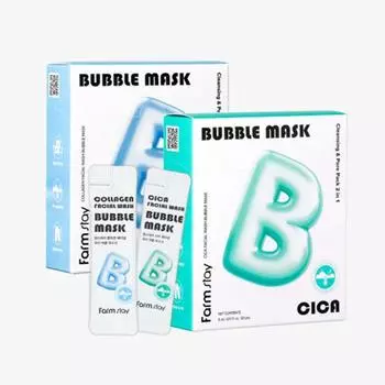 Farm Stay Collagen, Cica Facial Wash Bubble Mask 1 коробка (20 штук) (Выберите 1 из 2 типов) Collagen Bubble 20ea