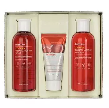 FARM STAY Collagen Essential Moisture Skin Care 3 SET (Тоник + эмульсия + крем)