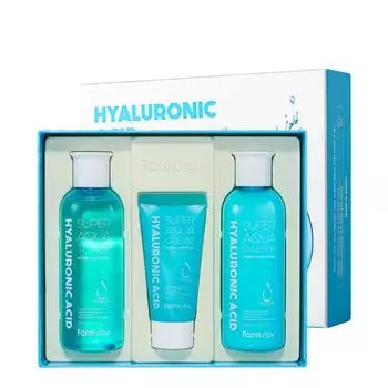 Farm Stay Hyaluronic Acid Super Aqua Skin Care Set 3items+ RANDOM GIFT