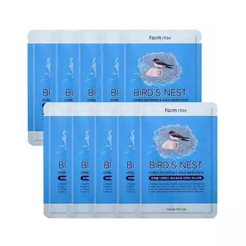 FARM STAY Visible Difference Mask Pack Birds Nest Aqua 23 мл x 10 листов 10sheets