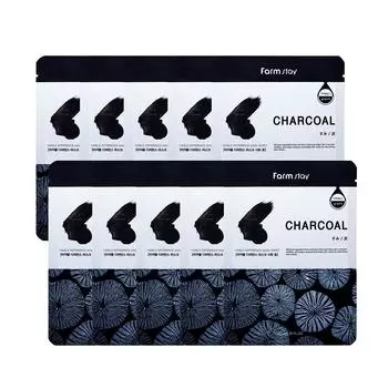 FARM STAY Visible Difference Mask Pack, уголь, 23 мл x 10 листов 10pcs