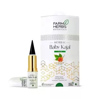 Farmherbs 100% Herbal Kajal Stick for Baby-Natural Black