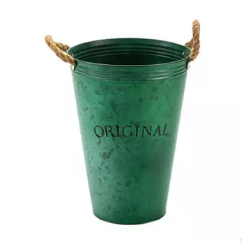 Farmhouse Flower Planter Metal Bucket Desktop Storage Barrel Sturdy Multipurpose with Handles for