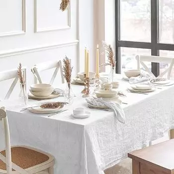 Скатерть в фермерском стиле для дома, свадебная вечеринка, праздничная кухонная скатерть, мягкая плиссированная белая скатерть 90x90cm