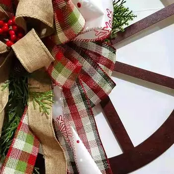 Farmhouse Wagon Wheel Wreath Christmas Winter Door Hanging Home Outdoor Decoration Year Gift Christmas Decoration