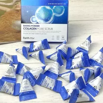 FARMSTAY BAKING POWDER PORE SCRUB #КОЛЛАГЕН #ГИАЛУРОНОВАЯ КИСЛОТА #ПЕПТИД9, Корейская косметика, Kbeauty, образец #COLLAGEN