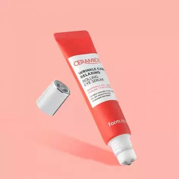 FARMSTAY CERAMIDE WRINKLE CARE RELAXING ROLLING EYE SERUM, Антивозрастной, Kbeauty, Корейская косметика, образец
