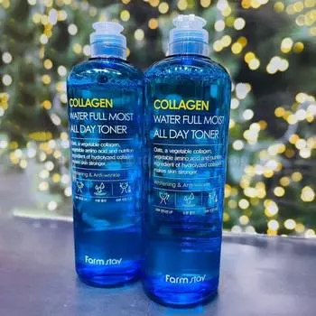 FARMSTAY COLLAGEN WATER FULL MOIST ALL DAY TONER, Увлажнение, Корейская косметика, Kbeauty, образец