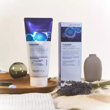 FARMSTAY COLLAGEN WATER FULL MOIST DEEP CLEANSING FOAM, Увлажнение, Корейская косметика, Kbeauty, образец