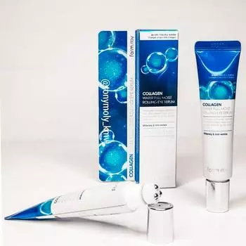 FARMSTAY COLLAGEN WATER FULL MOIST ROLLING EYE SERUM, Увлажнение, Корейская косметика, Kbeauty, образец