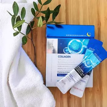 FARMSTAY COLLAGEN WATER FULL MOIST SLEEPING MASK, Увлажнение, Корейская косметика, Kbeauty, образец