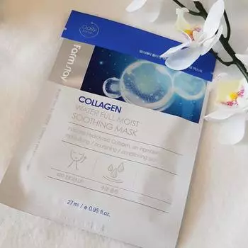 FARMSTAY COLLAGEN WATER FULL MOIST SOOTHING MASK, Увлажнение, Корейская косметика, Kbeauty, образец