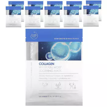 Farmstay, Collagen Waterful Moist Soothing Beauty Mask, 10 листов, 0,95 жидких унций (27 мл) каждый