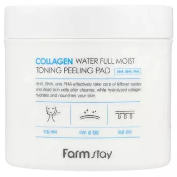 Farmstay, Collagen Waterful Moist Toning Peeling Pad, 70 листов, 150 мл (5,07 жидких унций)